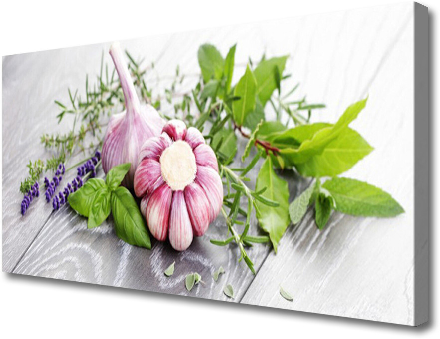 PL Tulup Obraz Canvas Czosnek Zioła do Kuchni 100x50cm