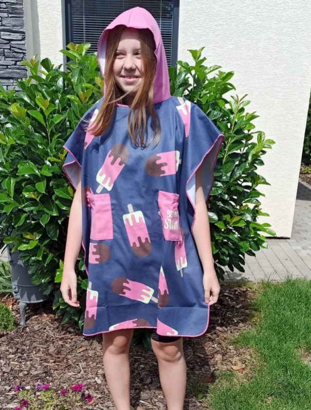 BornToSwim Borntoswim ice cream poncho blue/pink l