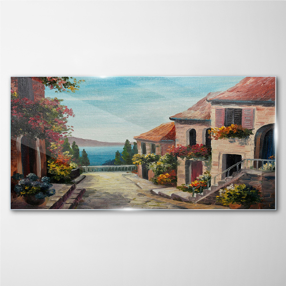 PL Coloray Obraz Szklany Miasto Niebo Budynki 100x50cm