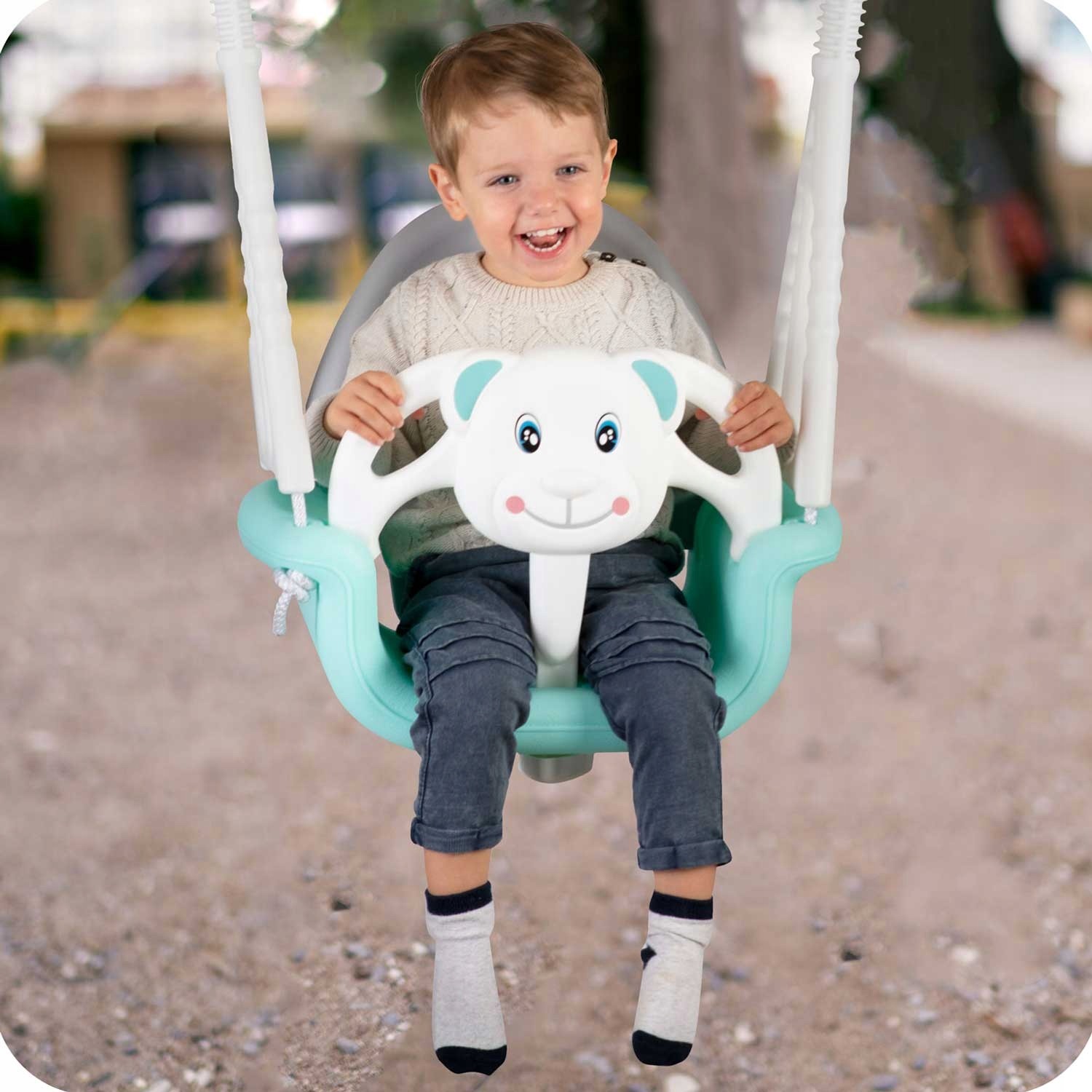 Ricokids Huśtawka kubełkowa Miś 3w1 turkusowa