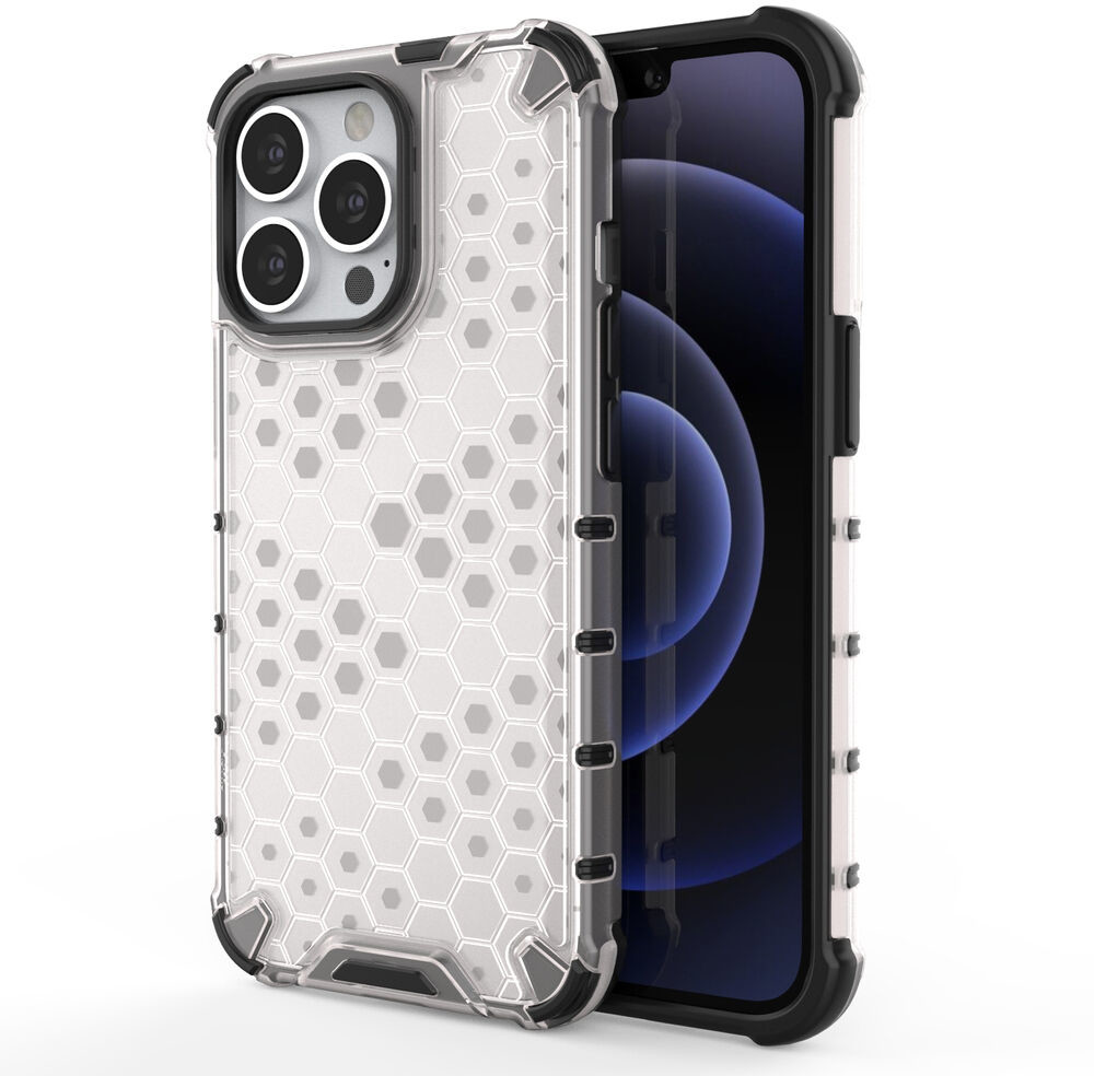 Hurtel Honeycomb etui pancerny pokrowiec z żelową ramką iPhone 13 Pro przezroczysty