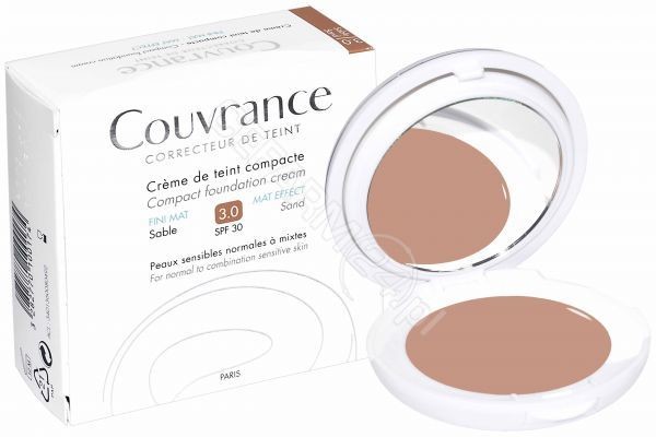 Avene Couvrance kremowy podkład w kompakcie MAT EFFECT SPF30 skóra wrażliwa normalna lub mieszana piaskowy 10 g