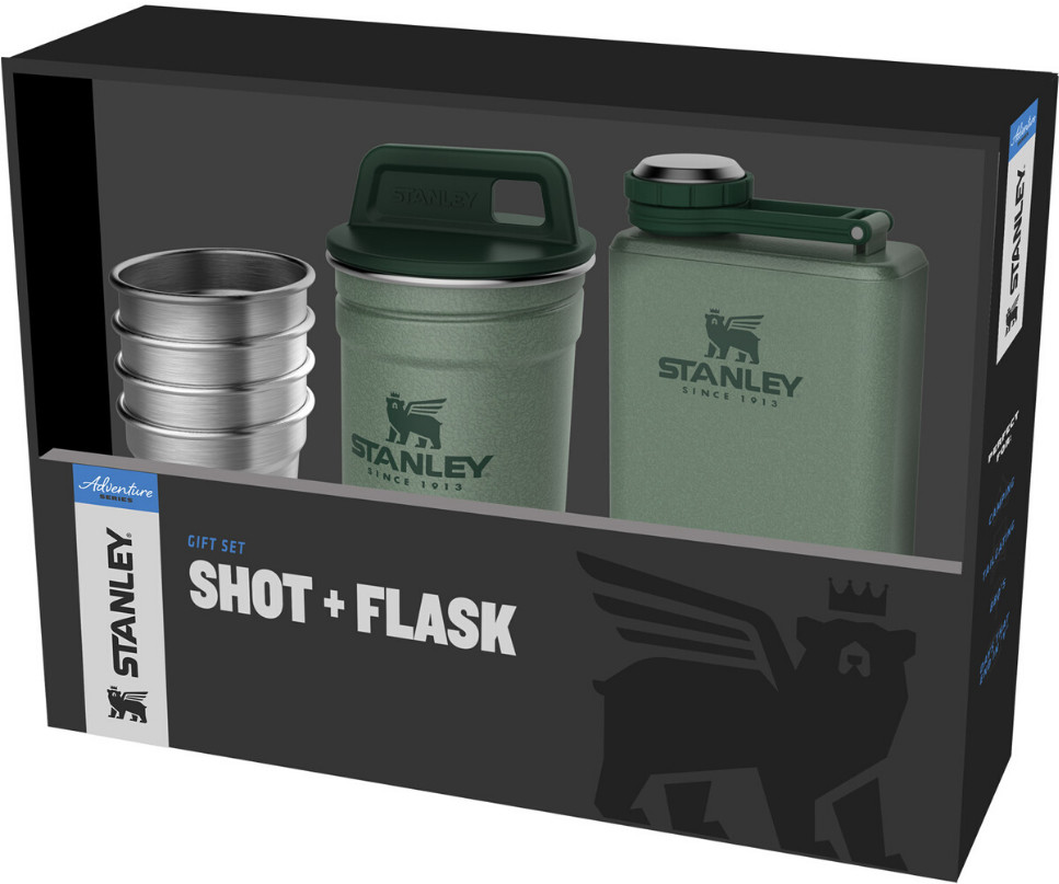 Stanley Zestaw kieliszki i piersiówka Stanley Adventure Gift Set Shotglass + Flask - hammertone green 10-01883-031