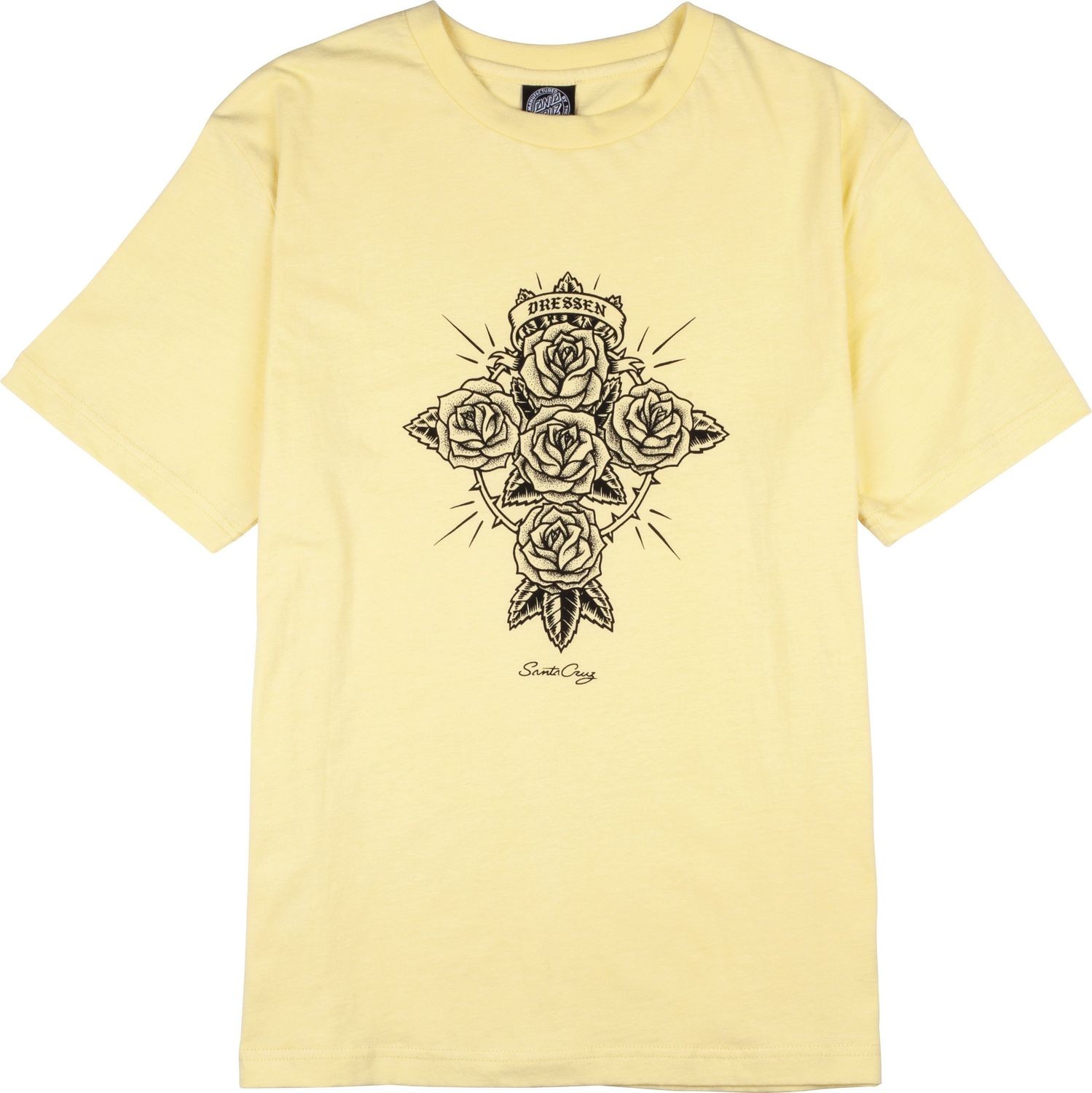 Santa Cruz t-shirt damski DRESSEN ROSE CROSS TEE Buttercup