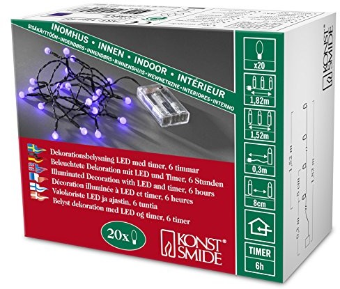 Konstsmide LED Globe łańcuch świetlny z okrągłymi diody/do użytku wewnątrz pomieszczeń (IP )/VDE/zasilana na baterie: 3 X AA 1.5 V (brak w wyposażeniu)/6H Timer 7318304914576