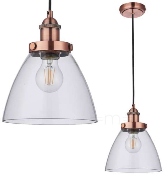 Endon Loftowa LAMPA wisząca HANSEN 76332 Endon szklana OPRAWA skandynawski ZWIS kopuła miedź przezroczysty 76332