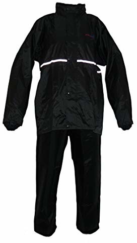 protectWEAR Protectwear kombinezon przeciwdeszczowy na motocykl, kombinezon przeciwdeszczowy, 2-częściowy, błyszczący czarny Rk-RS11-XL, czarny, rozmiar XL RK-RS-11-XL