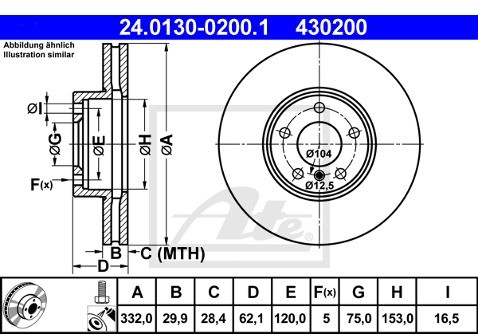 ATE TARCZA HAM 24.0130-0200.1 BMW X5 3.0SI 07-, 3.0I XDRIVE 08-  24.0130-0200.1