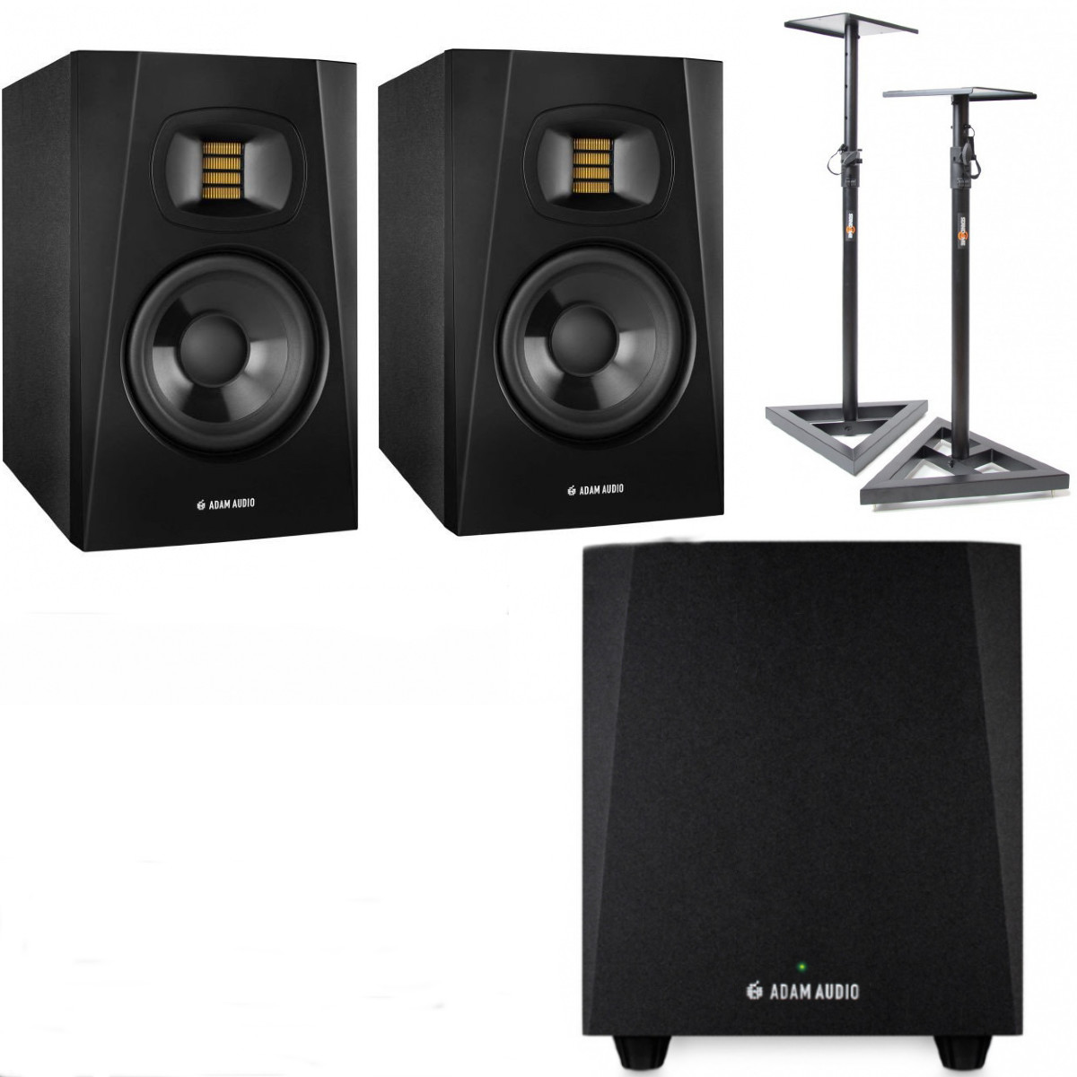 ADAM ADAM T5V + Adam T10s -  Para monitorów + Subwoofer + Statywy