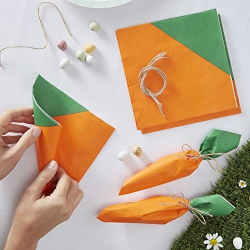 Ginger Ray Carrot Shaped Napkins  chmielowy Easter