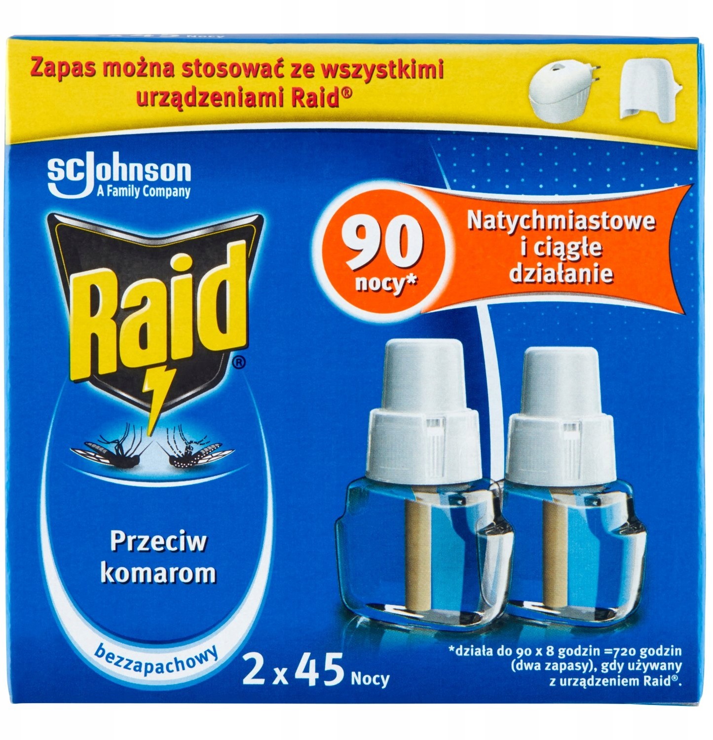 Zdjęcia - Odstraszacz owadów i zwierząt Raid Płyn owadobójczy przeciw komarom zapas bezzapachowy 54 ml  (2 x 27 ml)