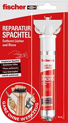 Fischer 545948 szpachelka do naprawy, 1 szpachelka do naprawy, 70 ml, wypełnienie otworów, naprawa pęknięć, szybkie utwardzanie, czerwony, biały