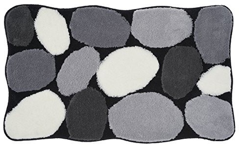 Kleine Wolke 8972926360 dywanik łazienkowy, motyw: kamienie, 60 x 100 cm, czarny 8972926360