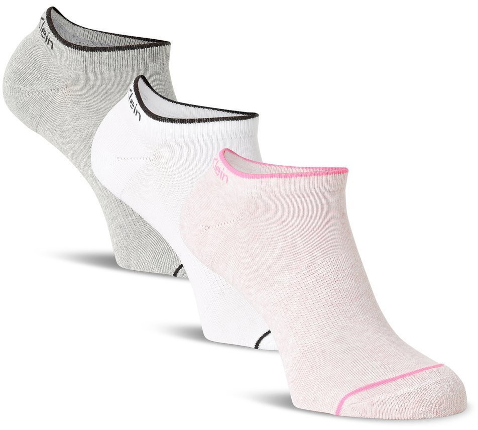 Calvin Klein Calvin Klein - Damskie skarpety do obuwia sportowego pakowane po 3 szt., biały|różowy|szary