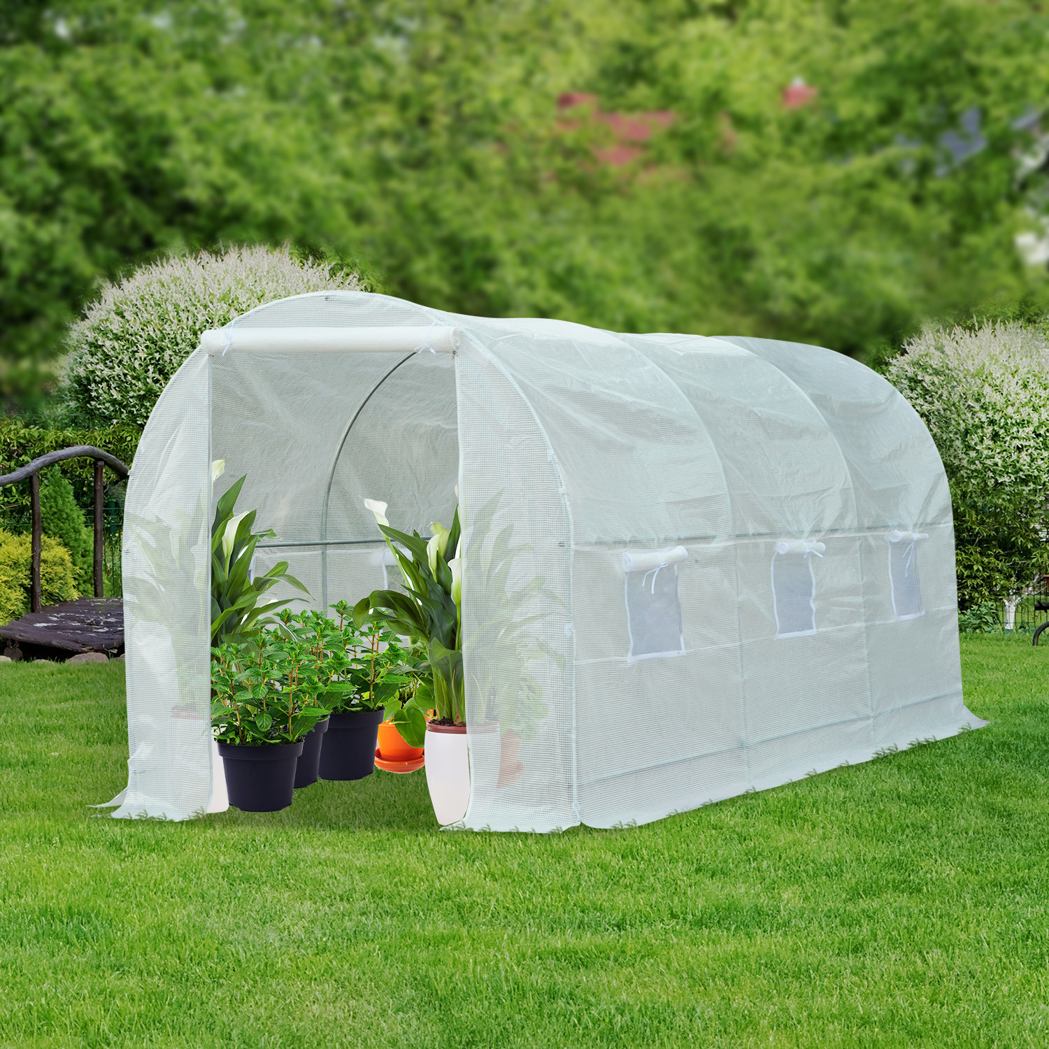 Outsunny FOLIA CIEPLARNIA OGRODOWA 4,5 x 2 x 2m 6 okien bocznych