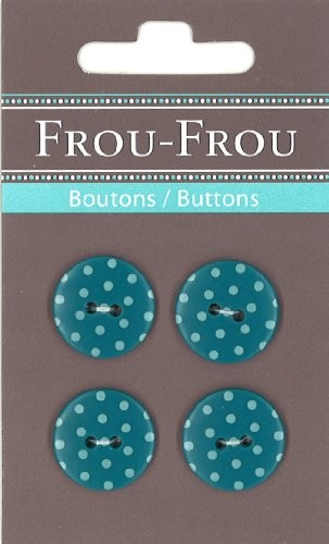 Frou-Frou Frou-Frou 7090 18 211 guziki dekoracyjne z nylonu, zadrukowane, turkusowe z jasnymi kropkami, 4 sztuki 7090 18 211