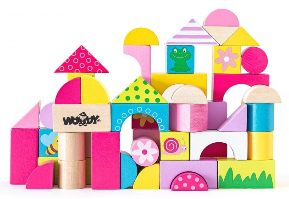 Woodyland klocki 50 szt Trendy z nadrukiem