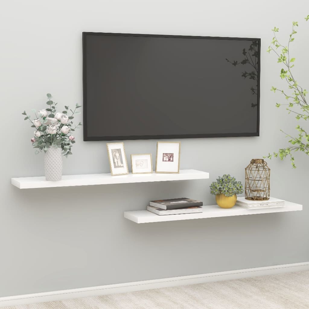 vidaXL Półki ścienne, 2 szt., dębowo-białe, 120 x 23,5 x 3,8 cm, MDF vidaXL