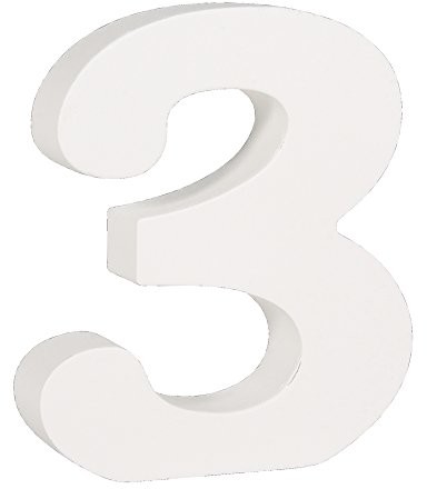 Rayher Hobby Rayher 62703000 MDF Numer 3, biała, 11 cm, grubość 2 cm 62-703-000
