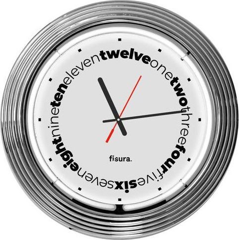 NoName zegar ścienny neon 38 cm stal biały/czarny/srebrny 2 części twm_998149