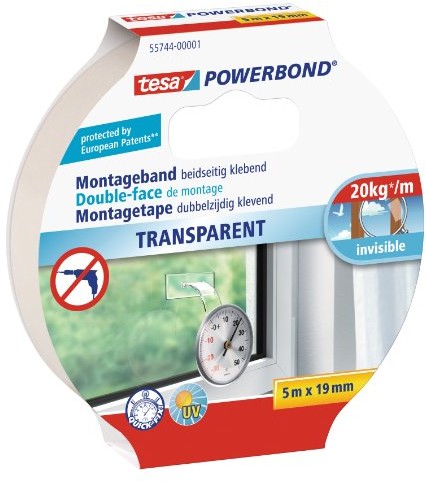 TESA Powerbond przezroczysta taśma mocująca, przezroczysty