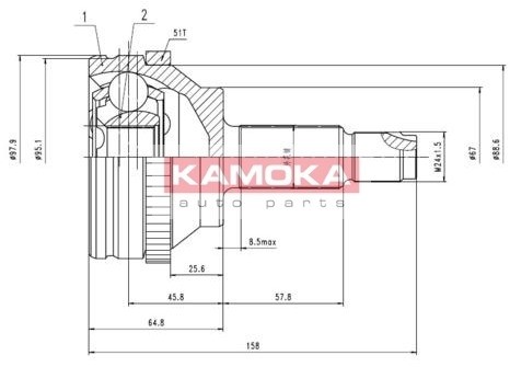 KAMOKA Zestaw przegubu, półoś napędowa 7088