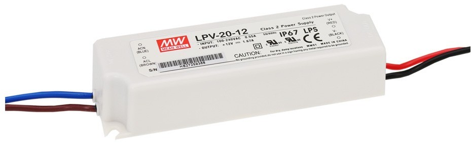 Mean Well Zasilacz LED LPV 20W 12V/DC IP67 LPV-20-12