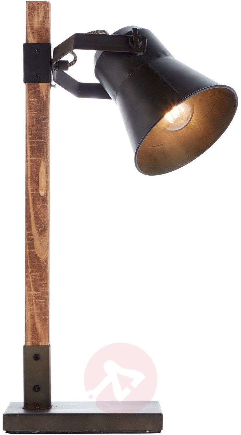 Brilliant Lampa stołowa Plow, czarna/ciemne drewno