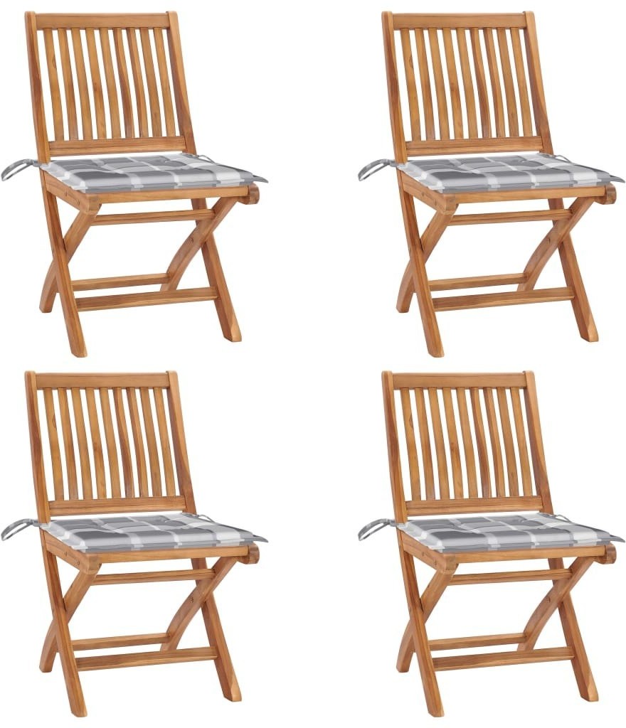 vidaXL Składane krzesła ogrodowe z poduszkami, 4 szt., drewno tekowe! 3072821
