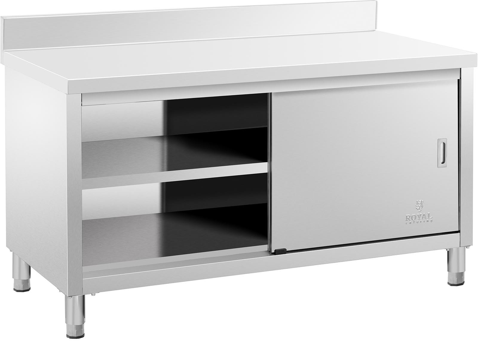 Royal Catering Stół roboczy z szafką - 150 x 70 cm - 600 kg - rant RCSSCB-150x70-E-B RCSSCB-150x70-E-B