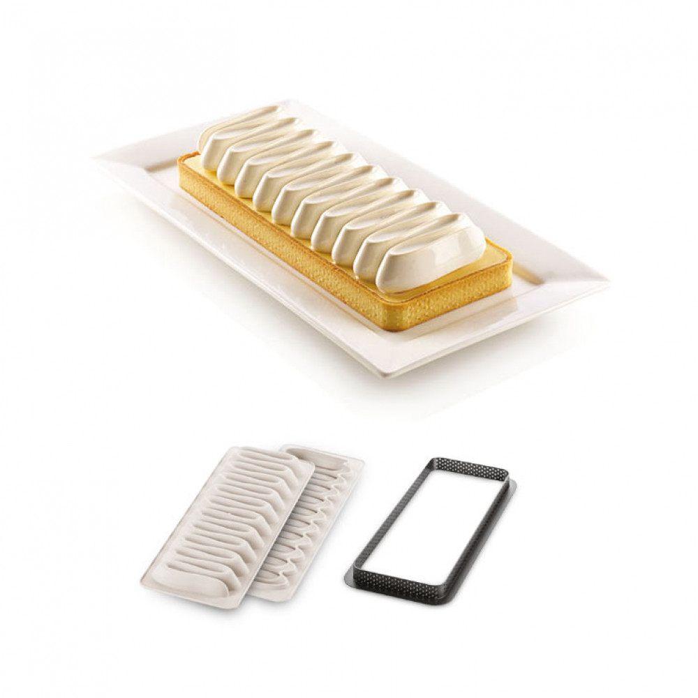 Silikomart Tartedecor Kit Tarte Nouvelle Vague 24 X 8 Cm Czarna Forma Pierścień Do Pieczenia Tarty Plastikowy