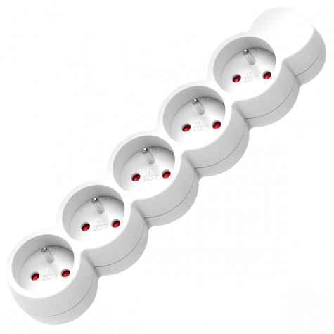 Orno Przedłużacz 5-krotny 2P+Z, 1,5m H05VV-F 3x1,0mm$208 , Imax 10A, biały OR-AE-13149/W/1,5M
