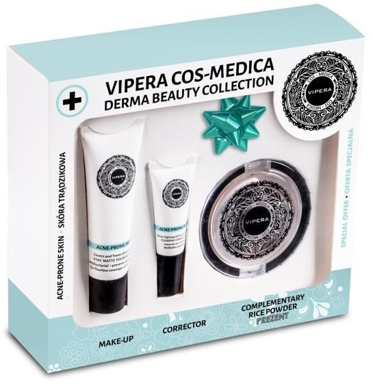 Cos-Medica Cos-Medica Derma Beauty Collection zestaw kosmetyków 02 do cery trądzikowej matująco-kryjący fluid 25ml + korektor 8ml + puder ryżowy 13g