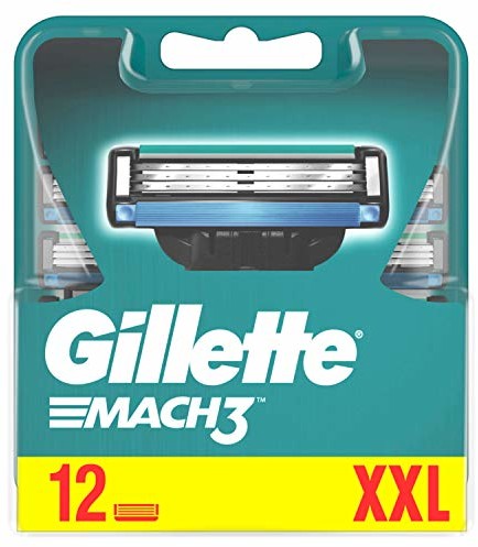 Gillette Mach3 ostrza do golenia z ulepszonymi paskami nawilżającymi, 12 wymiennych ostrzy. 7702018515318