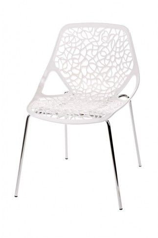 Białe krzesło ażurowe Lenka