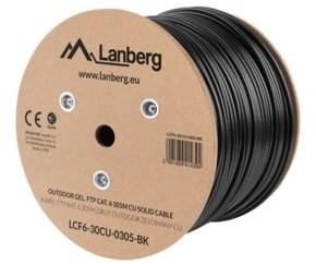 LANBERG Kabel FTP Kat.6 CU 305m drut outdoor żelowany (LCF6-30CU-0305-BK)