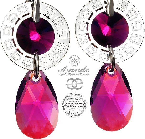 Swarovski przepiękne kolczyki FUCHSIA NOVA SREBRO