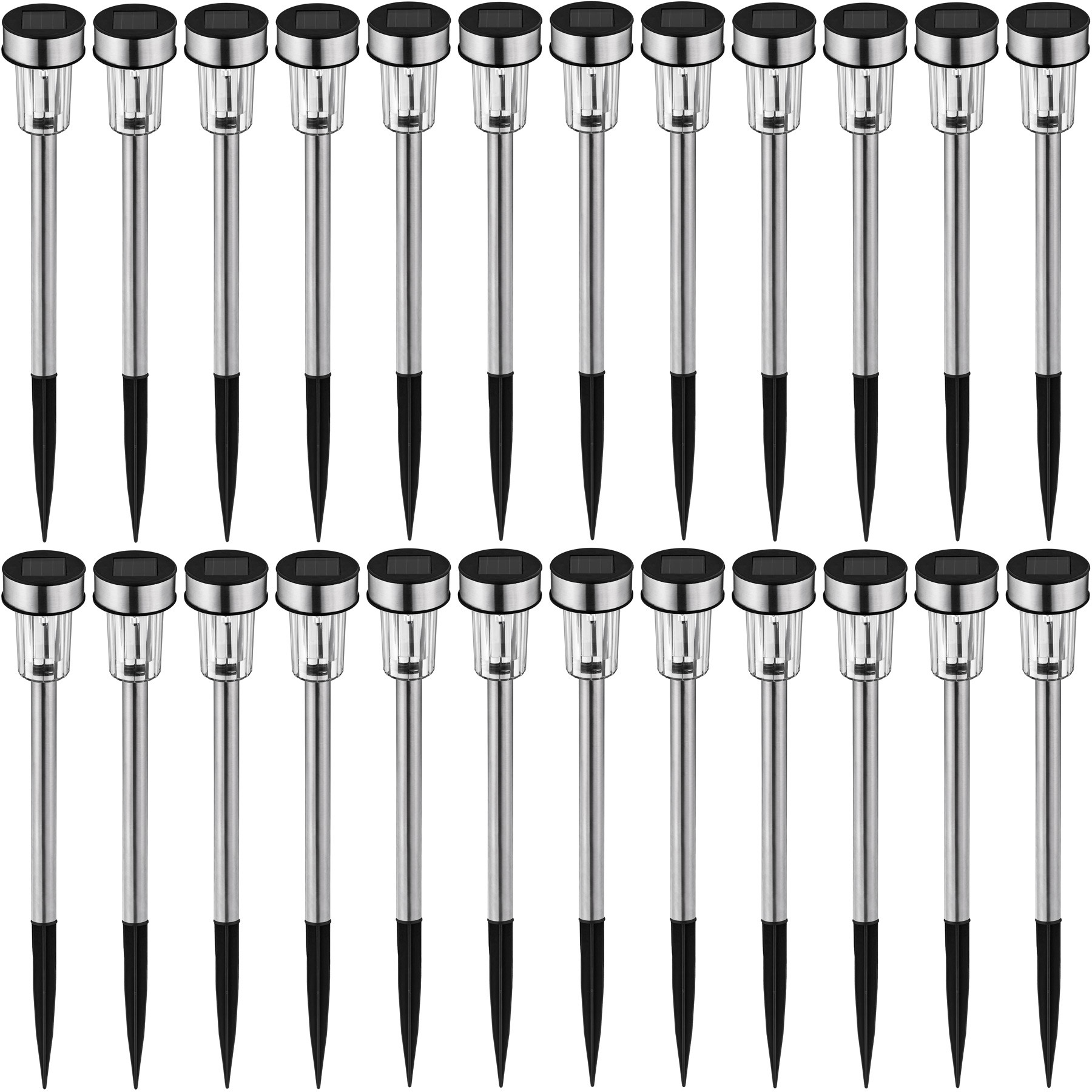 tectake 24 x Ogrodowa lampa solarna LED kolorowa - srebrny 403913