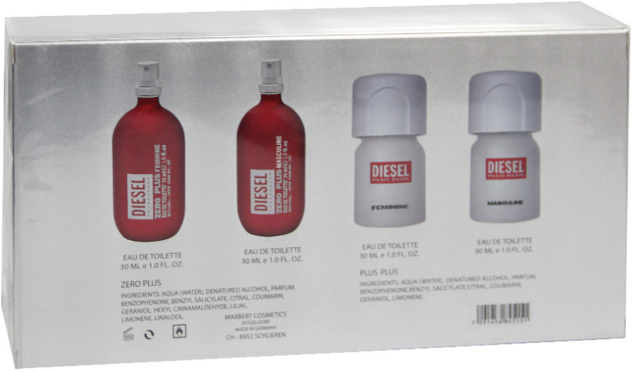 Diesel Zero Plus Zestaw Red Men 30 ml + Women 30 ml + Plus Plus Men 30 ml + Women 30 ml