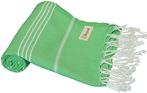 Bersuse bersuse 100% bawełna  ateşi turecki ręcznik  badestrand Fouta Peshtemal Hamamtuch raz  klasyczny gestreiftes Pest raz  95 x 175 cm, parent, zielony, 95 x 175 cm ANATOLIA_PEST_GREEN