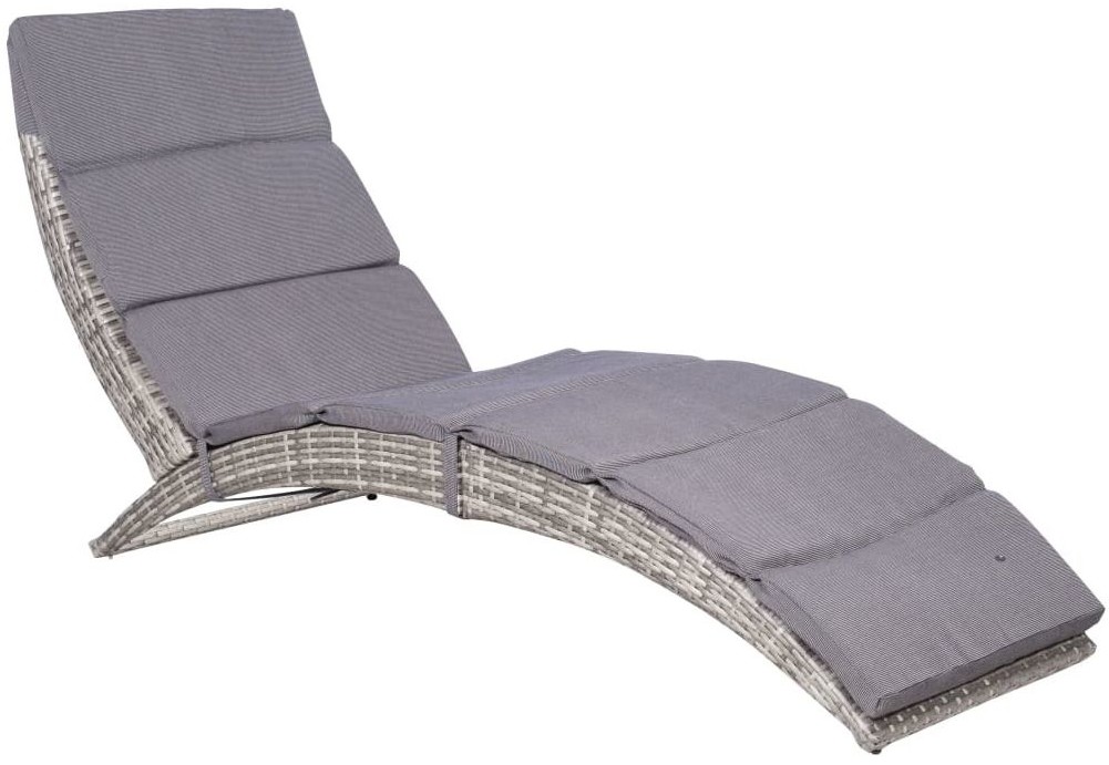 Dekoria Dekoria Leżak ogrodowy z polirattanu 159 x 57 x 76 cm szary 159 x 57 x 76 cm VXL-44133