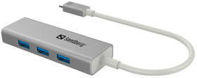 Wejście USB Sandberg USB-C 4 porty USB 3.0 136-03) Srebrne