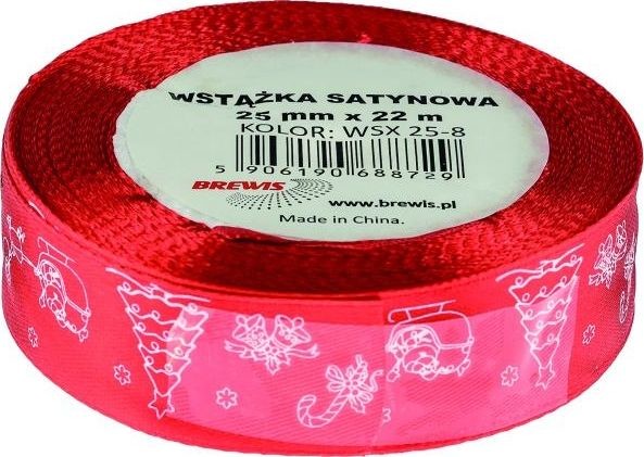 BREWIS BREWIS Wstążka satynowa BREWIS Boże Narodzenie 25mm x 22m kolor 8 Brewis AA384BRW