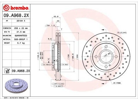 BREMBO Tarcza hamulcowa 09.A968.2X