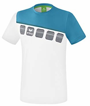 Erima dziecięcy T-shirt 5-C, biały/Oriental Blue/Colonial Blue, 164