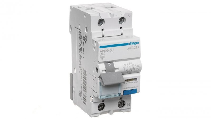 Hager polo Wyłącznik różnicowo-nadprądowy 2P 40A B 0,03A typ AC ADC940D ADC940D
