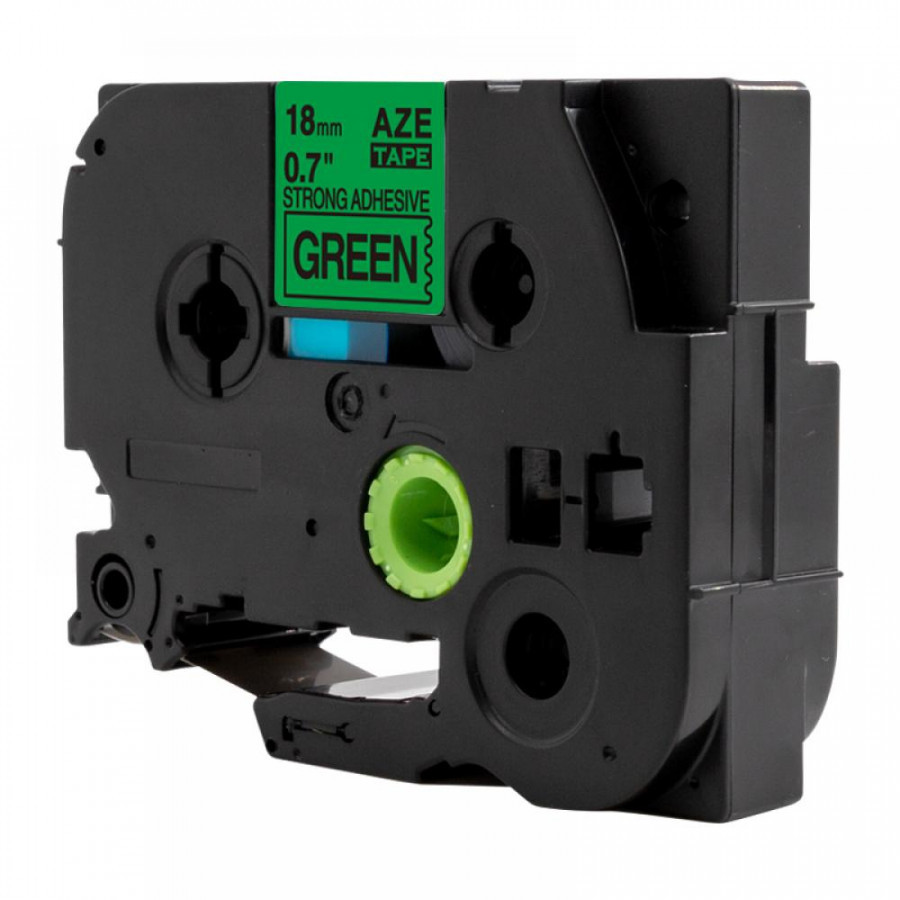 Brother Taśma zamiennik TZ-S741 / TZe-S741, 18mm x 8m, mocno klejący, czarny druk / zielony podkład