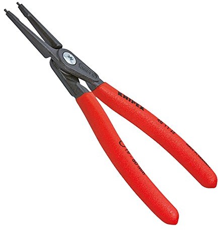 Knipex 49 11 A3 pokryty powłoką precyzyjne szczypce do pierścieni zabezpieczających do pierścienie na fale szare atramentowane zewnętrzna wykonana z antypoślizgowego tworzywa sztucznego 225 MM 49 11 A3