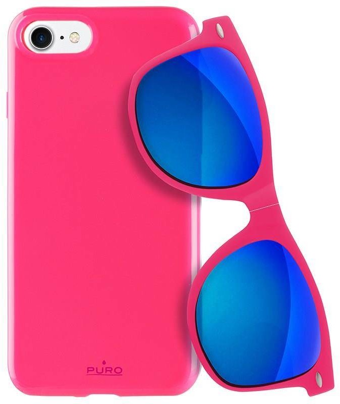 PURO Sunny Kit - Zestaw etui iPhone SE 2020 / 8 / 7 + składane okulary przeciwsłoneczne (różowy) b2btrade-9692-0
