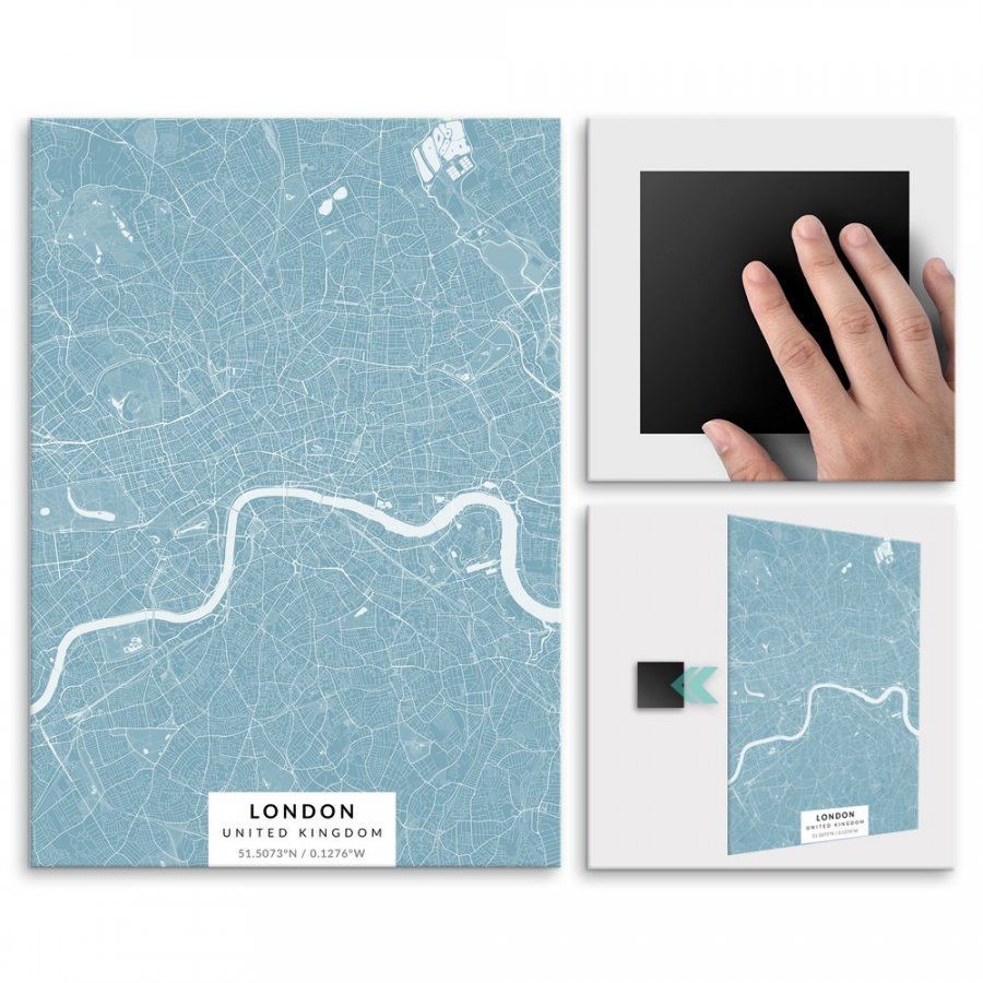 Pix4home Plakat metalowy Mapa Lazur Londyn L POS-L-02310